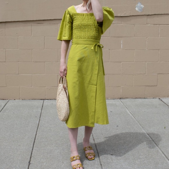 Lisa Says Gah Dresses & Skirts - Lisa Says Gah Linen Chartreuse Wrap Skirt in L